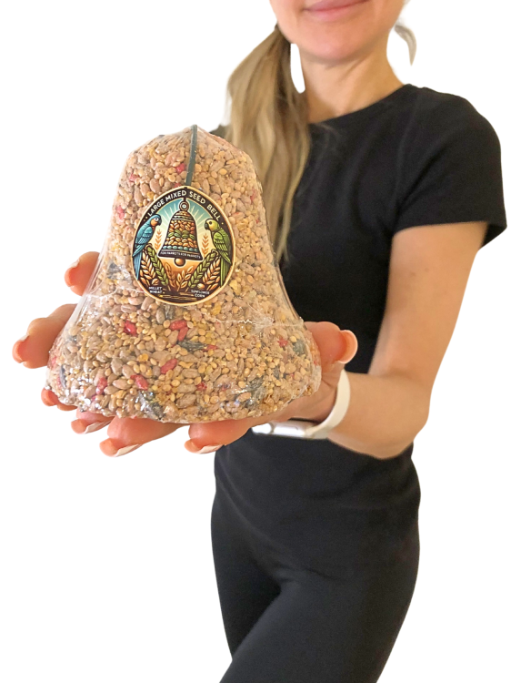 Parrot Planet - Papouščí zvonek OŘECHOVÝ - GIGANT - pamlsek pro všechny větší papoušky 330 g od ParrotPlanet.cz