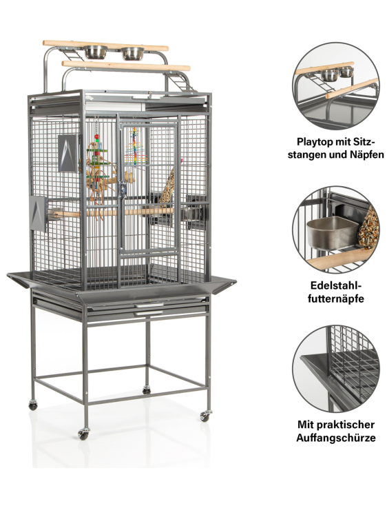 Klece pro papoušky Montana Finca II Play tmavá od ParrotPlanet.cz