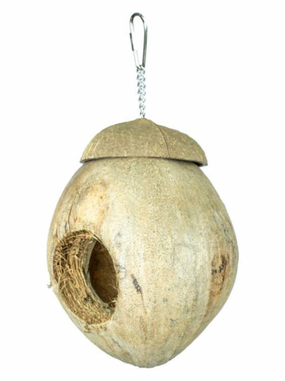 Hanging Coconut Villa – Přírodní domeček pro malé a střední papoušky od ParrotPlanet.cz