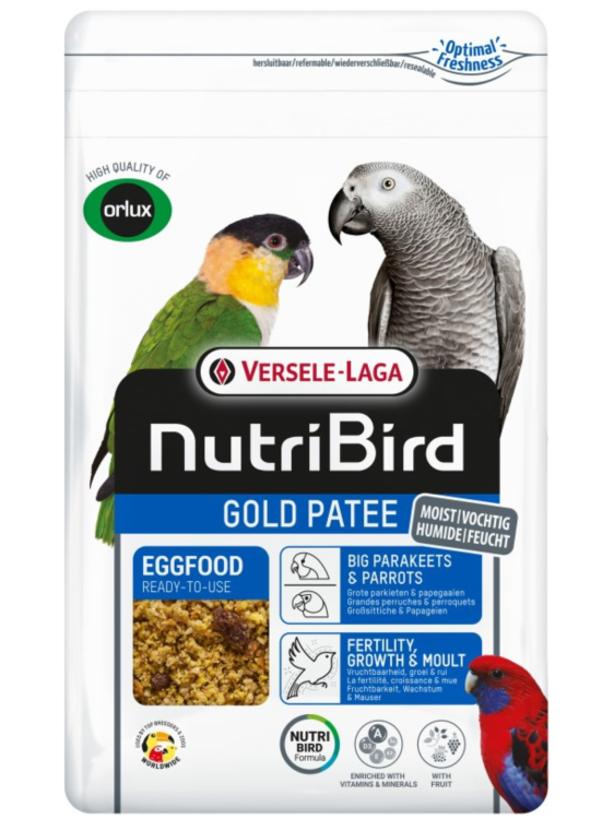 Versele Laga NutriBird Gold Patee Big Parakeets & Parrots 1 kg – Vaječné krmivo pro střední a velké papoušky od ParrotPlanet.cz