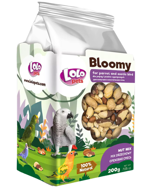 LoLo Pets Bloomy Mix ořechový pro papoušky a exotické ptáky 150 g od ParrotPlanet.cz