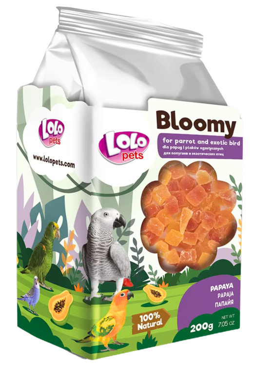 LoLo Pets Bloomy Papája pro papoušky a exotické ptáky 200g od ParrotPlanet.cz