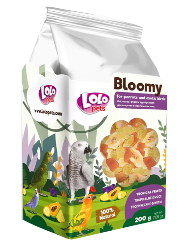 LoLo Pets Bloomy Tropické ovoce pro papoušky a exotické ptáky 200g od ParrotPlanet.cz