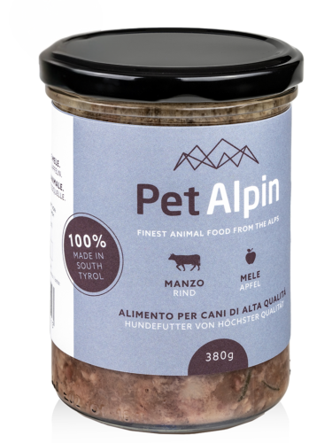 Pet Alpin: Hovězí maso a jablka v každém soustu – přírodní krmivo pro psy 380 g od ParrotPlanet.cz