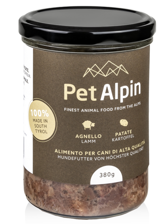 Pet Alpin: Jehněčí maso a brambory – přírodní krmivo pro psy 380 g od ParrotPlanet.cz