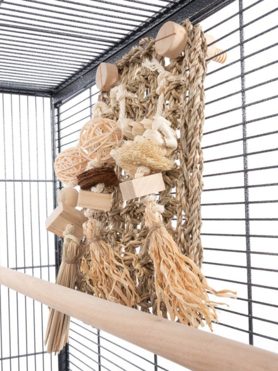 Hrací stěna z mořské trávy pro střední a velké papoušky od ParrotPlanet.cz