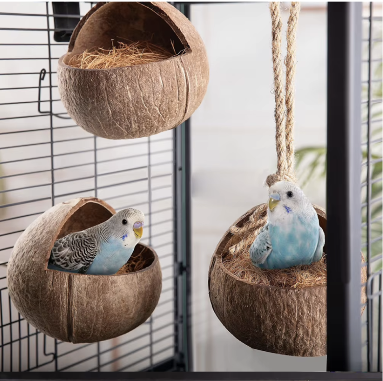 Koksowa Příjemná kolébka – přírodní houpací síť – jeskyně pro nymfy a jiné papoušky od ParrotPlanet.cz