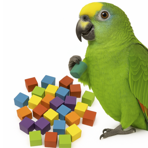 Dřevěné kostky,  barevné – hračka do tlapky nebo DIY pro papoušky, 49 kusů  od ParrotPlanet.cz