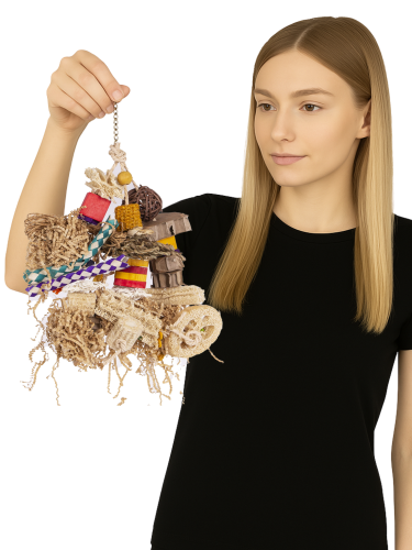 Happy Mess | přírodní hračka pro střední a velké papoušky od ParrotPlanet.cz