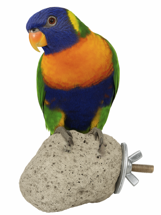 Lava Stone – přírodní lávový kámen k upevnění do klece pro papoušky – cca 8 × 8 cm ParrotPlanet.cz