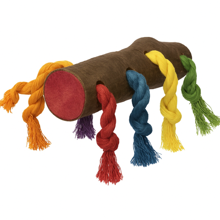 Tyč s dřevěnými hračkami – odpočinek a zábava pro papoušky | 40 cm od ParrotPlanet.cz