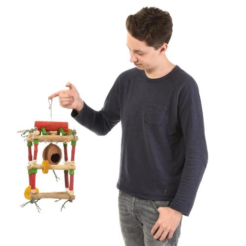 Dřevěná věž JAVA GYM – velikost S/M pro malé a střední papoušky od ParrotPlanet.cz