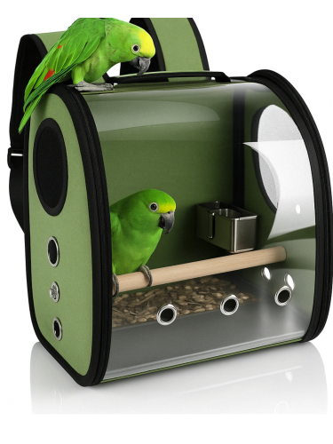 Batoh pro přepravu papoušků zelený rozměr L – pro střední papoušky (amazoni, žako) a menší (nymfy) od ParrotPlanet.cz