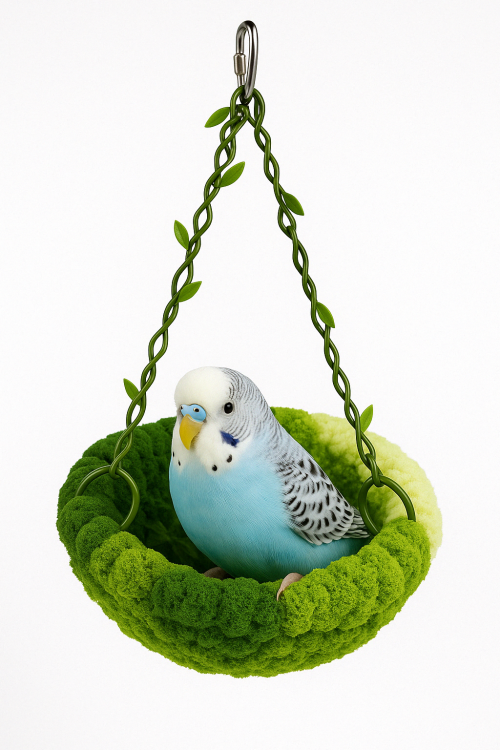 Papouščí kolébka – útulná jeskyně/hamak pro nymfy a jiné menší papoušky od ParrotPlanet.cz