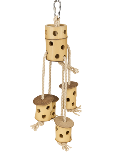 Bambusové dobrodružství – hračka na lezení a hledání potravy pro malé a střední papoušky od ParrotPlanet.cz