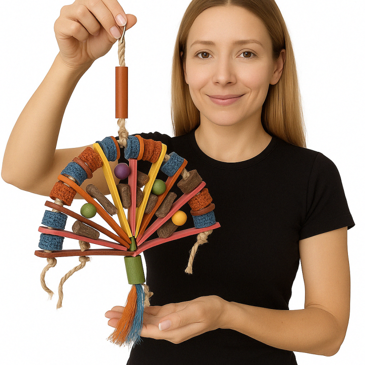 Bambusový vějíř XL – hračka pro střední a velké papoušky od ParrotPlanet.cz