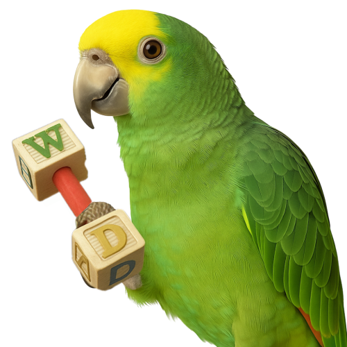 Kostky na tyči – hračka do tlapky pro střední a velké papoušky od ParrotPlanet.cz