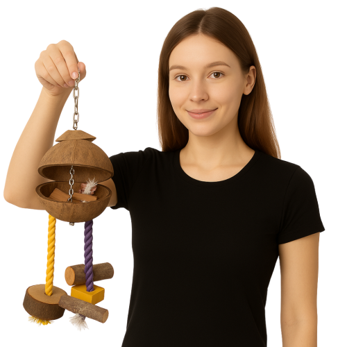 Kokosová překvapení – hračka pro střední a větší papoušky od ParrotPlanet.cz