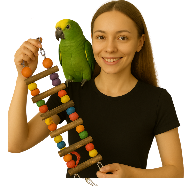 Barevný žebřík | Dřevěná přírodní hračka pro papoušky od ParrotPlanet.cz