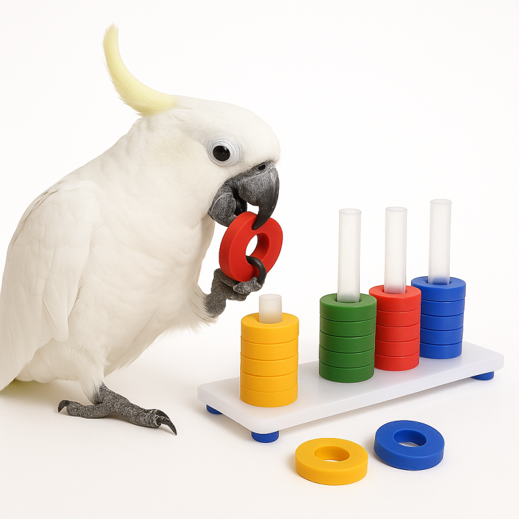 Logická skládačka pro papoušky – Kroužky M od ParrotPlanet.cz