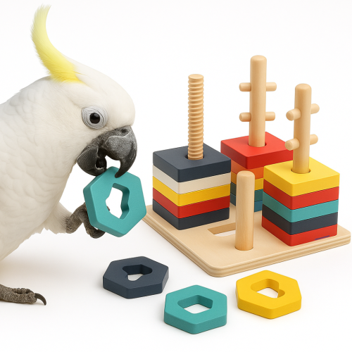 Barevná logická skládačka – hračka pro střední a velké papoušky od ParrotPlanet.cz