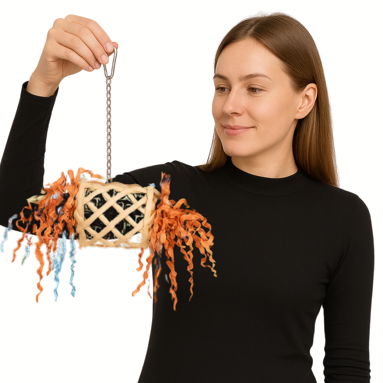 Závěsný pískovec se zvonkem M | Hračka zabraňující nadměrnému růstu zobáku | pro střední a malé papoušky od ParrotPlanet.cz