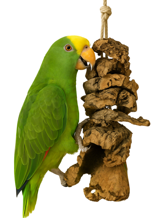 Přírodní hračka z korkové kůry pro velké a střední papoušky od ParrotPlanet.cz