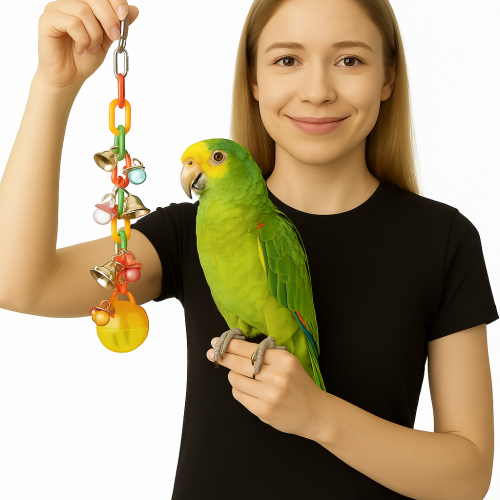 Dudlíky na smyčkách – hračka pro střední a menší papoušky od ParrotPlanet.cz