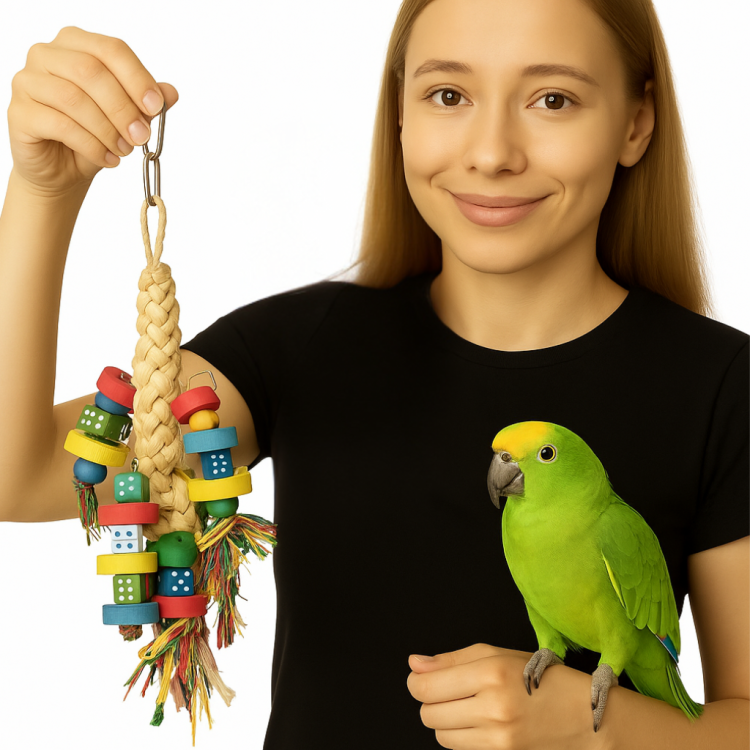 Fiesta – barevná, přírodní hračka pro všechny papoušky od ParrotPlanet.cz