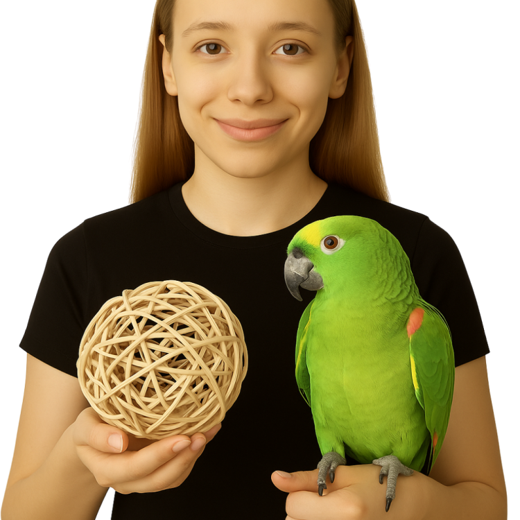 Přírodní proutěný míček střední – hračka do tlapky 11 cm od ParrotPlanet.cz