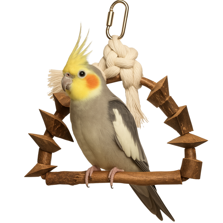 Přírodní dřevěná radost – houpačka pro malé a střední papoušky od ParrotPlanet.cz