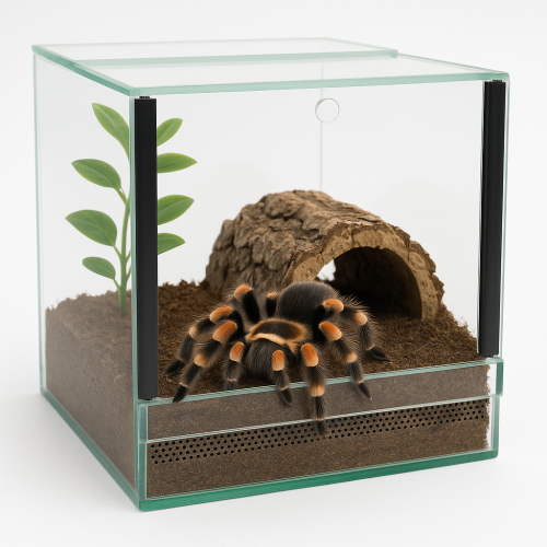 Terárium 15x15x15 cm – pro pavouky, štíry a bezobratlé | Ventilace nahoře–dole, sklo s gilotinou  od ParrotPlanet.cz