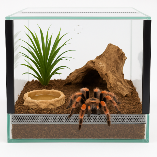 Terárium 30x30x30 cm – pro pavouky, štíry a bezobratlé | Ventilace nahoře–dole, sklo s výklopným víkem od ParrotPlanet.cz