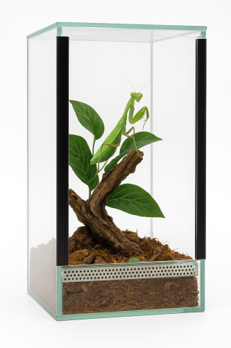 Terárium 20x20x30 cm – pro pavouky, modlivky a strašilky | Sklo 4 mm, gilotina, ventilace nahoře–dole  od ParrotPlanet.cz