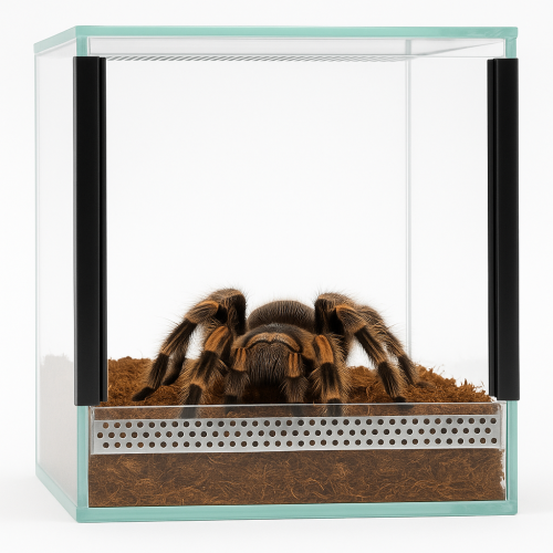 Terárium 20x20x20 cm – Pro pozemní pavouky | Škorpióny | Pozemní kudlanky | Pozemní šneky | Sklo 4 mm, Gilotina, Ventilace nahoře–dole od ParrotPlanet.cz