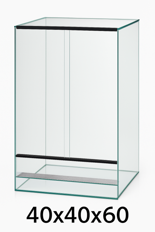 Terárium 40x40x60 cm – pro gekona vousatého, leopardího | Chameleona | Agamu | Stromového hada | Sklo 4 mm, gilotina, ventilace nahoře–dole   od ParrotPlanet.cz