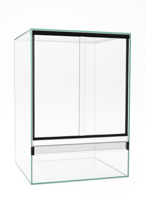 Terárium 30x30x50 cm – Pro gekony | Stromové hady | Pozemní pavouky | Malé stromové plazy a žáby | Sklo 4 mm, gilotina, ventilace nahoře–dole od ParrotPlanet.cz