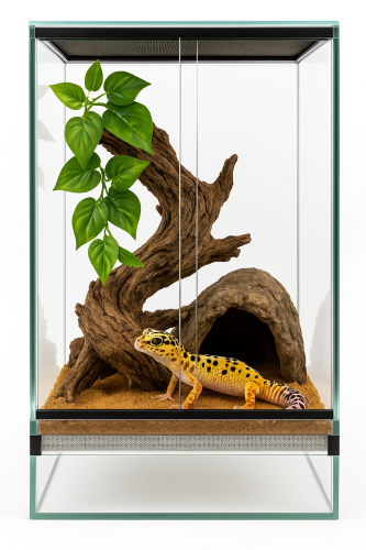 Terárium 40x40x60 cm – pro gekona vousatého, leopardího | Chameleona | Agamu | Stromového hada | Sklo 4 mm, gilotina, ventilace nahoře–dole   od ParrotPlanet.cz