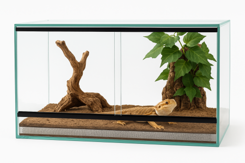 Terárium 50x30x30 cm – pro gekony, hady a pavouky | Posuvné dveře, ventilace nahoře–dole, sklo 4 mm  od ParrotPlanet.cz