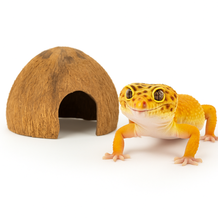 Polovina kokosu – přírodní domeček pro gekony, pavouky a exotická zvířata od ParrotPlanet.cz