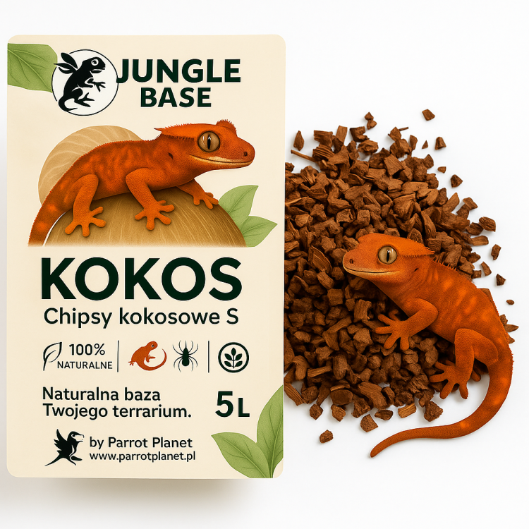 Jungle Base – KOKOS Kokosové chipsy S – Přírodní podestýlka pro plazy, pavoukovce a obojživelníky 5 litrů od ParrotPlanet.cz