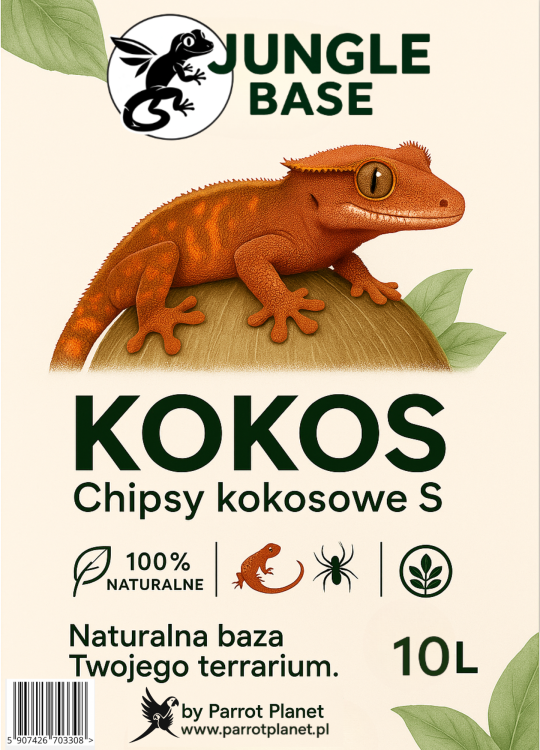 Jungle Base - KOKOS Kokosové chipsy S – Přírodní podestýlka pro plazy, pavoukovce a obojživelníky 10 litrů od ParrotPlanet.cz