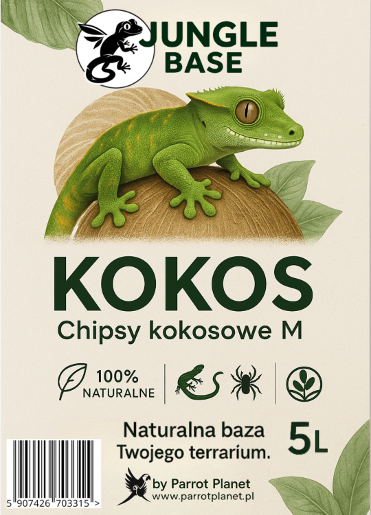 Jungle Base - KOKOS Kokosové chipsy M – Přírodní podestýlka pro plazy, pavoukovce a obojživelníky 5 litrů od ParrotPlanet.cz