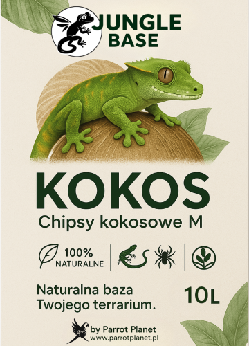 Jungle Base - KOKOS Kokosové chipsy M – Přírodní podestýlka pro plazy, pavoukovce a obojživelníky 10 litrů od ParrotPlanet.cz