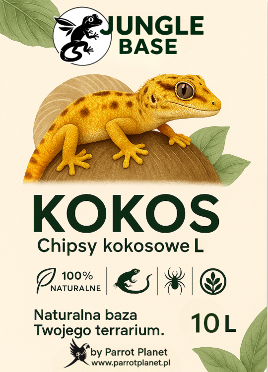 Jungle Base - KOKOS Kokosové chipsy L – Přírodní podestýlka pro plazy, pavoukovce a obojživelníky 10 litrů od ParrotPlanet.cz