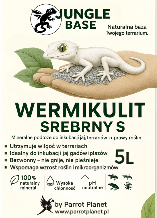 Jungle Base - Vermikulit Silver S – minerální substrát pro inkubaci vajec a terária 5 litrů  od ParrotPlanet.cz