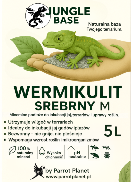 Jungle Base - Vermikulit Silver M – minerální substrát pro inkubaci vajec a terária 5 litrů od ParrotPlanet.cz