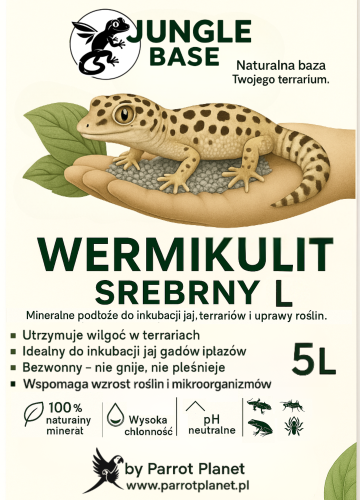 Jungle Base – vermikulit stříbrný L – minerální substrát pro inkubaci vajec a terária 5 litrů  od ParrotPlanet.cz