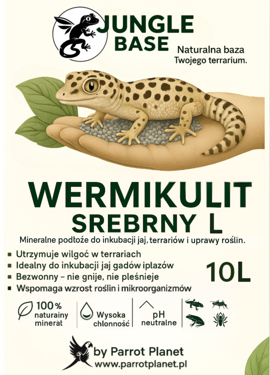 Jungle Base - Vermikulit Silver L – minerální substrát pro inkubaci vajec a terária 10 litrů od ParrotPlanet.cz