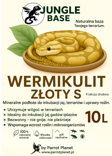 Jungle Base - zlatý vermikulit - S – minerální substrát pro inkubaci vajec a terária 10 litrů od ParrotPlanet.cz